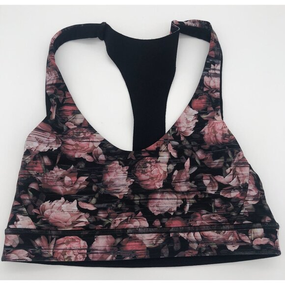 Lululemon Break Free Bra Nulux Peony Multi Floral T-Back Sports Bra Women's 6 - Picture 1 of 3
